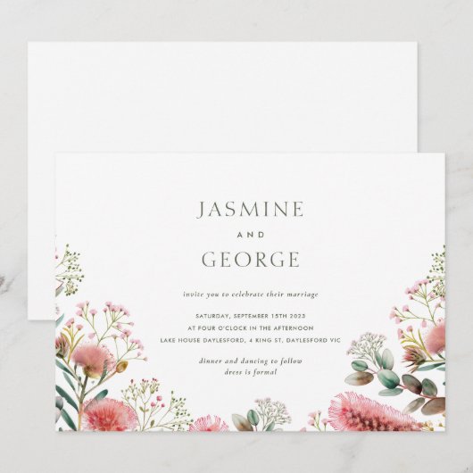 Australische inheemse aquarel Wildflower Kaart (Voorkant / Achterkant)