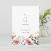 Australische inheemse aquarel Wildflower Save The Date (Staand voorkant)