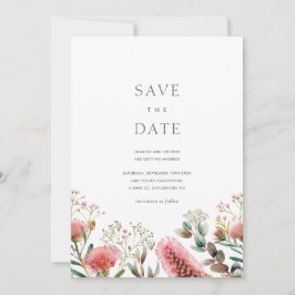 Australische inheemse aquarel Wildflower Save The Date