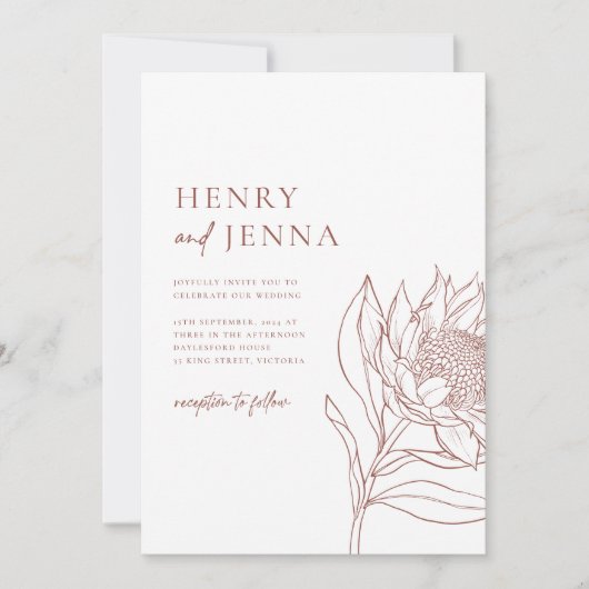 Australische inheemse botanicals Waratah Protea Kaart (Voorkant)