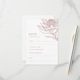 Australische inheemse botanicals Waratah Protea RSVP Kaartje