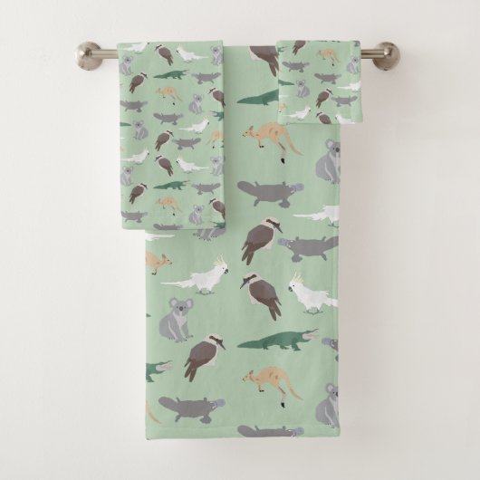 Australische inheemse dieren eucalyptus groen patr bad handdoek (Insitu)