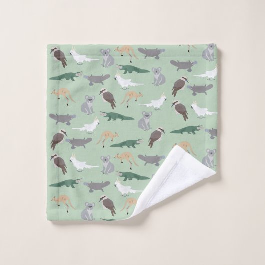 Australische inheemse dieren eucalyptus groen patr bad handdoek (Wasdoekje)