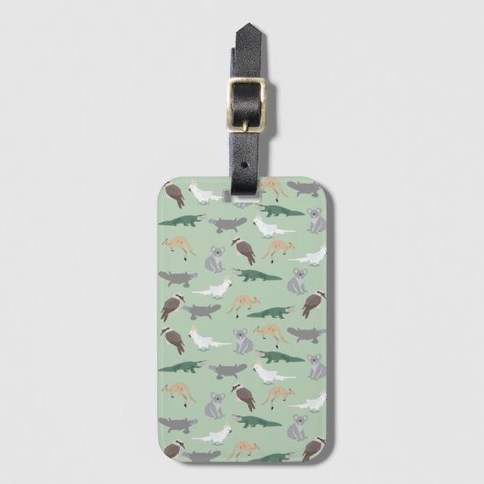 Australische inheemse dieren eucalyptus groen patr bagagelabel (Voorkant (verticaal))