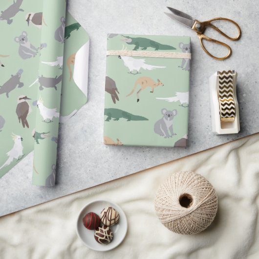Australische inheemse dieren eucalyptus groen patr cadeaupapier (Crafts)