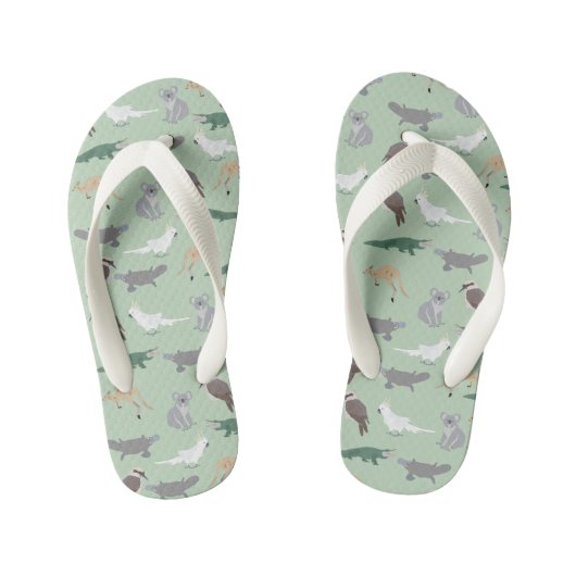 Australische inheemse dieren eucalyptus groen patr kinder teenslippers (Voetbed)