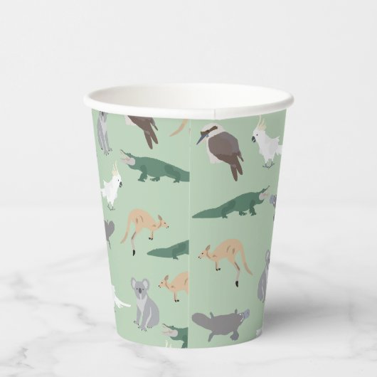 Australische inheemse dieren eucalyptus groen patr papieren bekers (Rechts)