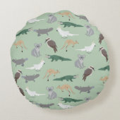 Australische inheemse dieren eucalyptus groen patr rond kussen (Achterkant)