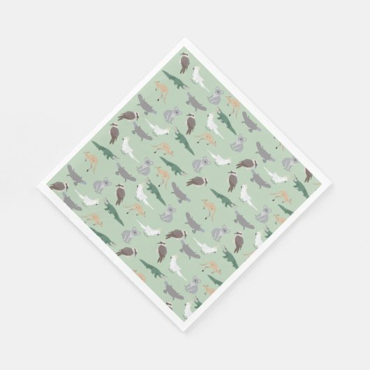 Australische inheemse dieren eucalyptus groen patr servet (Hoek)