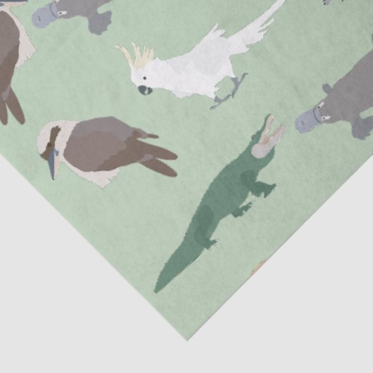 Australische inheemse dieren eucalyptus groen patr tissuepapier (Detail)