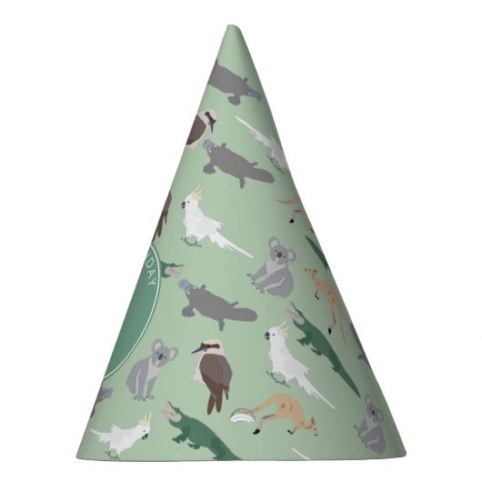 Australische inheemse dieren eucalyptus verjaardag feesthoedjes (Rechts)