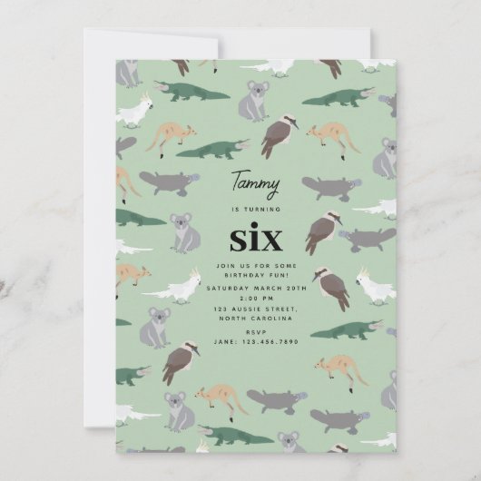 Australische inheemse dieren eucalyptus verjaardag kaart (Voorkant)