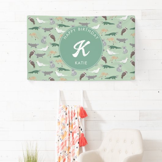 Australische inheemse dieren eucalyptus verjaardag spandoek (Insitu)