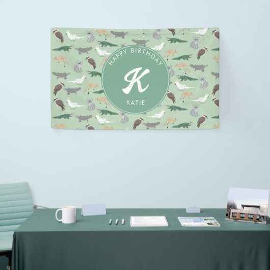 Australische inheemse dieren eucalyptus verjaardag spandoek (Beurs)