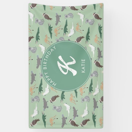 Australische inheemse dieren eucalyptus verjaardag spandoek (Verticaal)