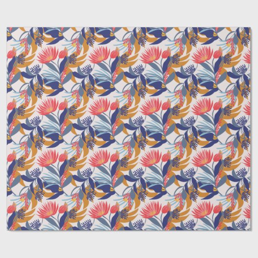 Australische inheemse flora op een roombasis cadeaupapier (Vlak)