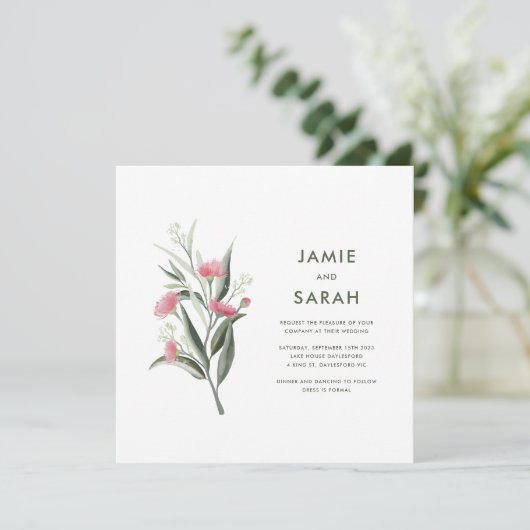 Australische inheemse gom bloesem bruiloft kaart (Staand voorkant)