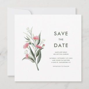Australische inheemse gom bloesem bruiloft save the date