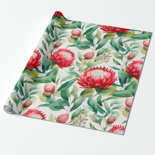 Australische inheemse Protea bloem Cadeaupapier (Uitgerold)