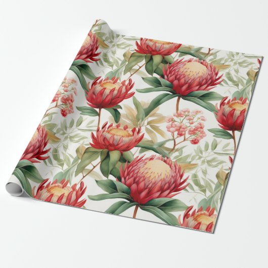 Australische inheemse Protea Bloem II Cadeaupapier (Uitgerold)