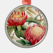 Australische inheemse Protea Bloem II Metalen Ornament (Voorkant)