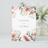 Australische inheemse wilde bloem bruiloft informatiekaartje (Staand voorkant)