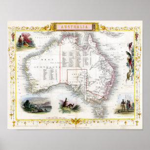 Australische kaart 1851 poster