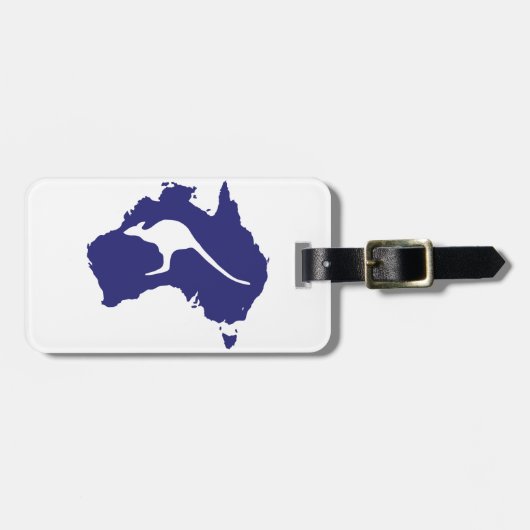 Australische kaart met Kangaroo Silhouette Bagagelabel (Voorkant horizontaal)