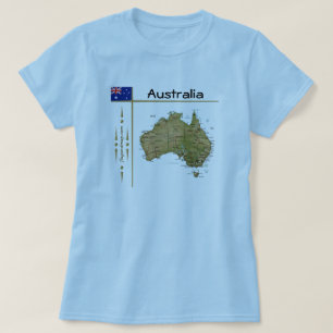 Australische kaart + vlag + titel T-shirt