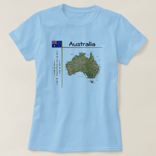 Australische kaart + vlag + titel T-shirt (Design voorkant)