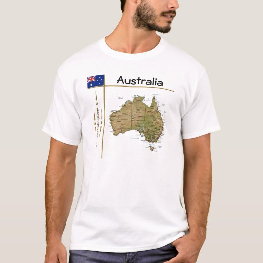 Australische kaart + vlag + titel T-shirt (Voorkant)
