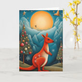 Australische kangoeroe Kerstmis Kaart (Gele Bloem)