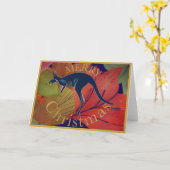 Australische kangoeroe Vrolijk Kerstfeest Kaart (Gele Bloem)