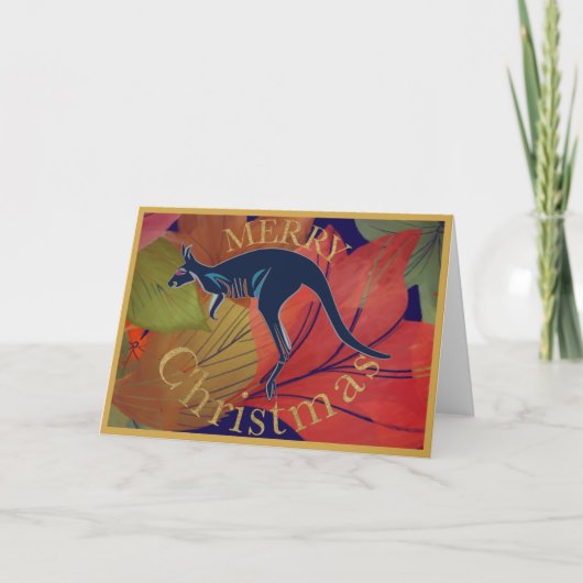Australische kangoeroe Vrolijk Kerstfeest Kaart (Voorkant)