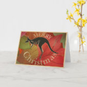 Australische kangoeroe vrolijk kerstgouden script kaart (Gele Bloem)