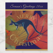Australische kangoeroe Vrolijke Kerstmis aanpassen Wijn Etiket (Enkel label)