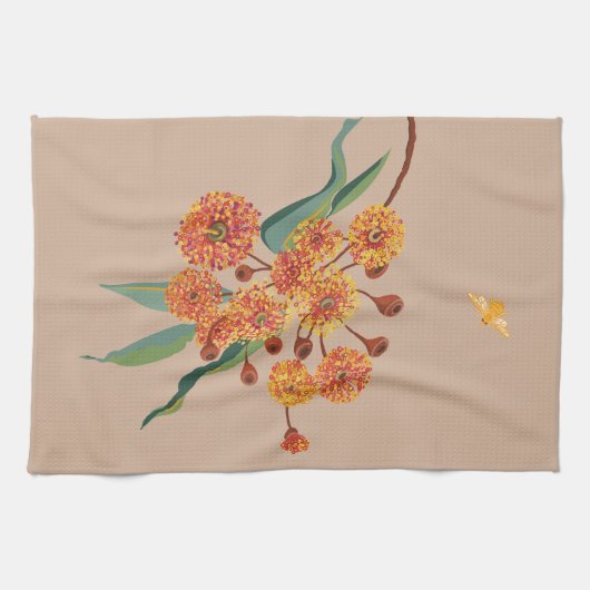 Australische kauwbloesems en bijen theedoek (Horizontaal)