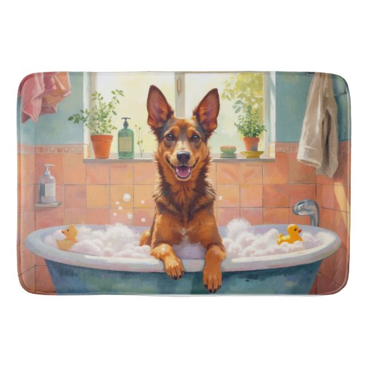Australische Kelpie badtijd helder badkamerdecor Badmat (Voorkant)
