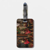 Australische Kelpie bij de open haard Kerstmis Bagagelabel (Achterkant verticaal)