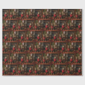 Australische Kelpie bij de open haard Kerstmis Cadeaupapier (Vlak)