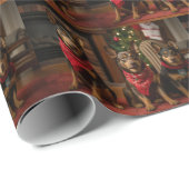 Australische Kelpie bij de open haard Kerstmis Cadeaupapier (Rol Hoek)