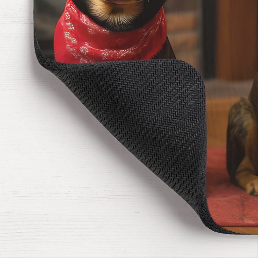 Australische Kelpie bij de open haard Kerstmis Muismat (Hoek)