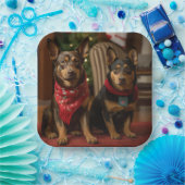 Australische Kelpie bij de open haard Kerstmis Papieren Bordje (Feest)