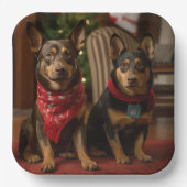 Australische Kelpie bij de open haard Kerstmis Papieren Bordje (Voorkant)