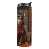 Australische Kelpie bij de Open Haard Kerstmis Thermosbeker (Gedraaid links)