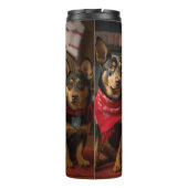 Australische Kelpie bij de Open Haard Kerstmis Thermosbeker (Achterkant)