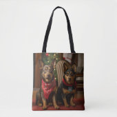 Australische Kelpie bij de open haard Kerstmis Tote Bag (Voorkant)