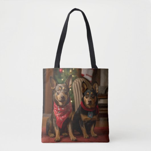 Australische Kelpie bij de open haard Kerstmis Tote Bag (Voorkant)