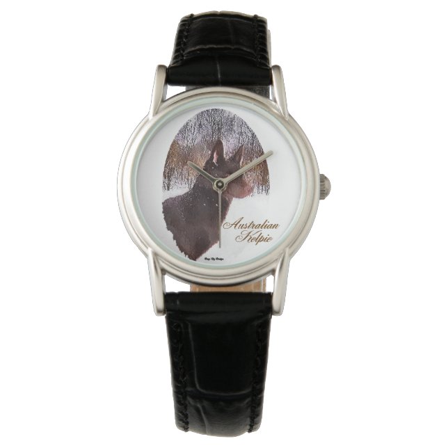 Australische Kelpie Dog Art Horloge (Voorkant)