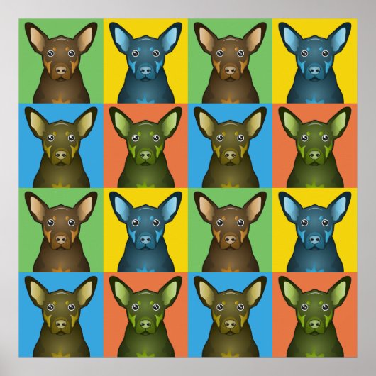 Australische Kelpie Dog Cartoon Pop-Art Poster (Voorkant)